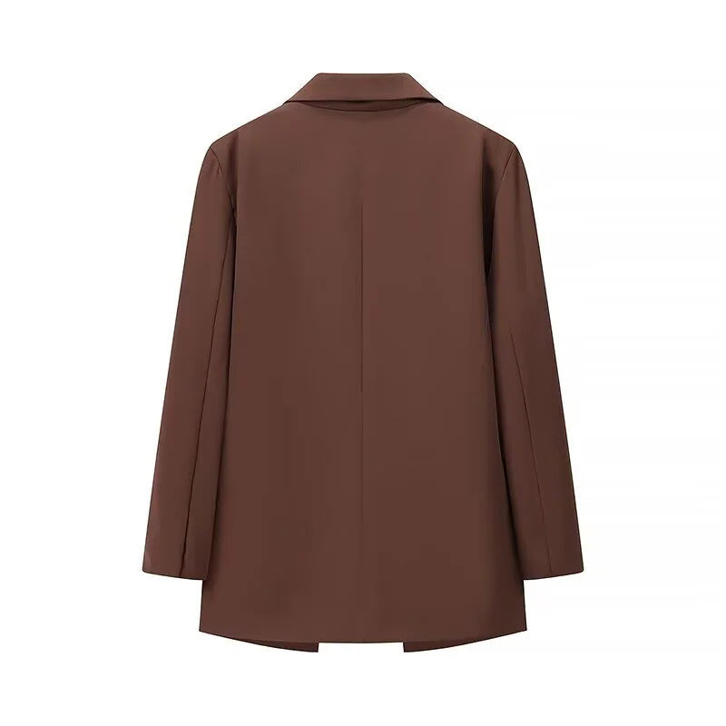 Damen längerer Zweireiher-Blazer mit Reverskragen, Brustleiste und leicht taillierter Silhouette – Valéne