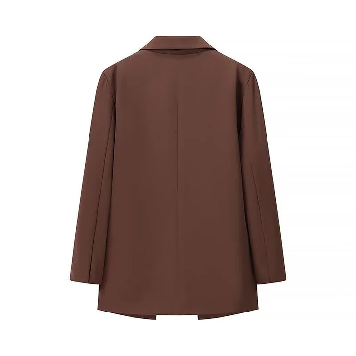 Damen längerer Zweireiher-Blazer mit Reverskragen, Brustleiste und leicht taillierter Silhouette – Valéne