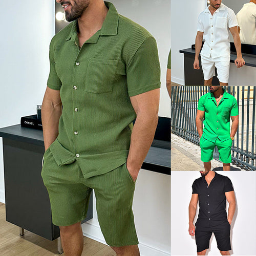 Herren modisches Kurzarm-Set mit eleganter Struktur Echoarchiv