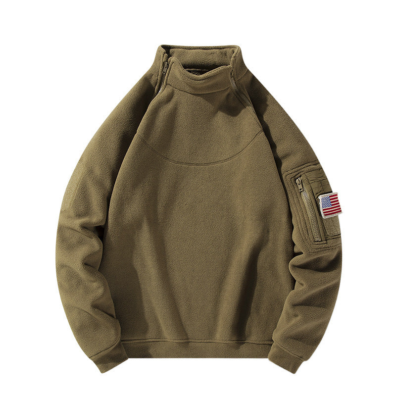 Herren Fleece-Pullover mit Stehkragen und praktischen Reißverschluss-Taschen Echoarchiv