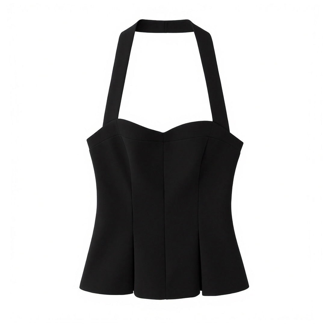 Damen schicke Bustier-Bluse mit taillierter Silhouette und dekorativem Halterneck Echo Archiv