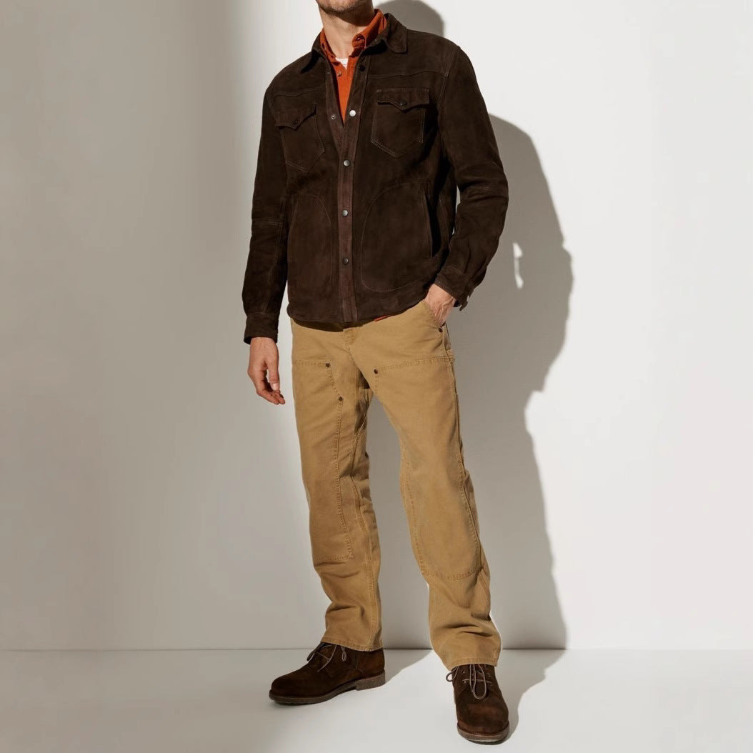 Herren Wildlederjacke mit modernem Schnitt und praktischen Taschen Echoarchiv