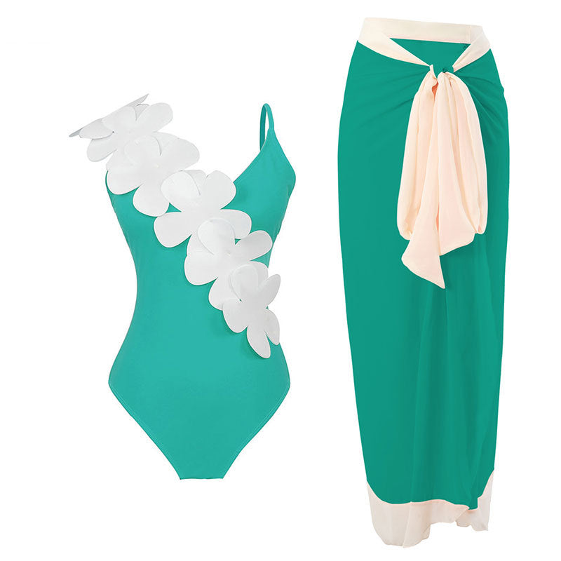 Damen Eleganter Einteiler Badeanzug mit floralem 3D-Design Echo Archiv