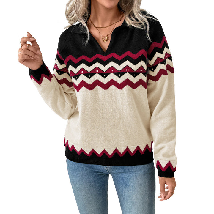 Damen Chic und bequemer Pullover mit Zickzack-Muster Echo Archiv