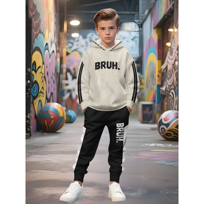 Unisex nan Kinder Jogginganzug mit Kapuzenpullover und detailreichem Auto-Print Echo Archiv