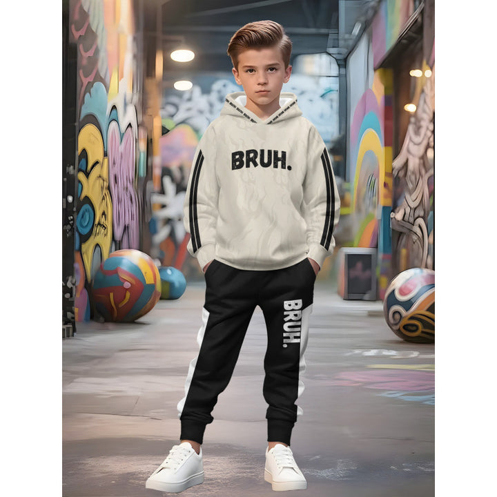 Unisex nan Kinder Jogginganzug mit Kapuzenpullover und detailreichem Auto-Print Echo Archiv