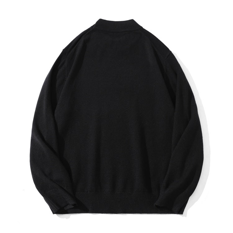 Unisex Feiner Strickpullover mit Mockneck, Oversize-Schnitt und gerippten Bündchen Echoarchiv