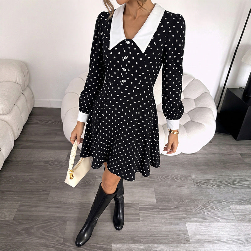 Damen Polka-Dot Minikleid mit Kragen Echo Archiv