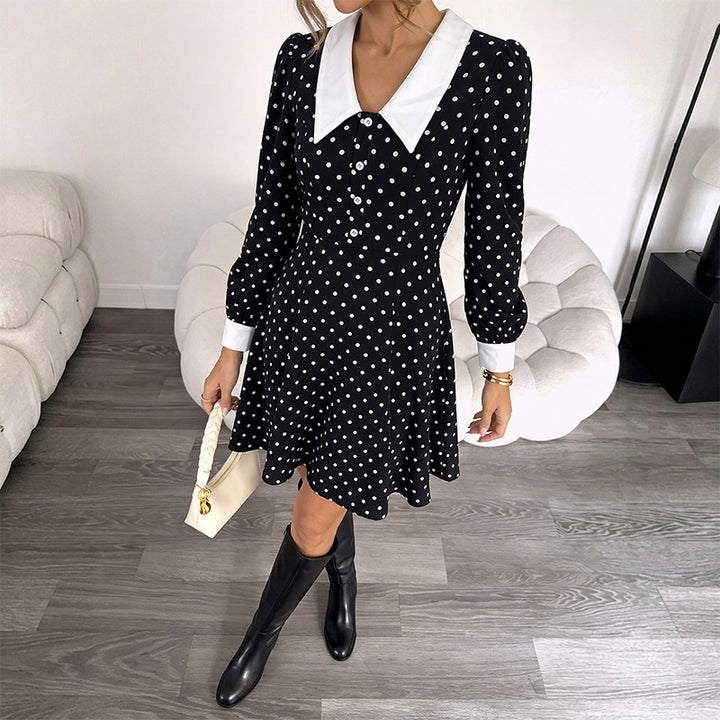 Damen Polka-Dot Minikleid mit Kragen Echo Archiv