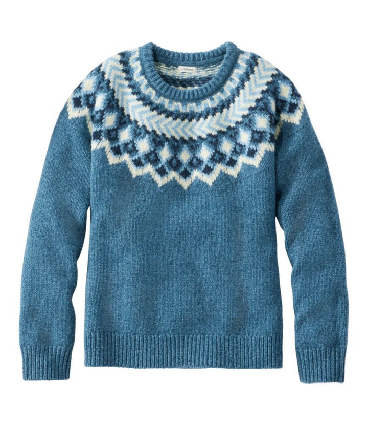 Damen nan Norwegerpullover aus Wollmix mit Rundhalsausschnitt und traditionellem Fair-Isle-Yoke Echo Archiv