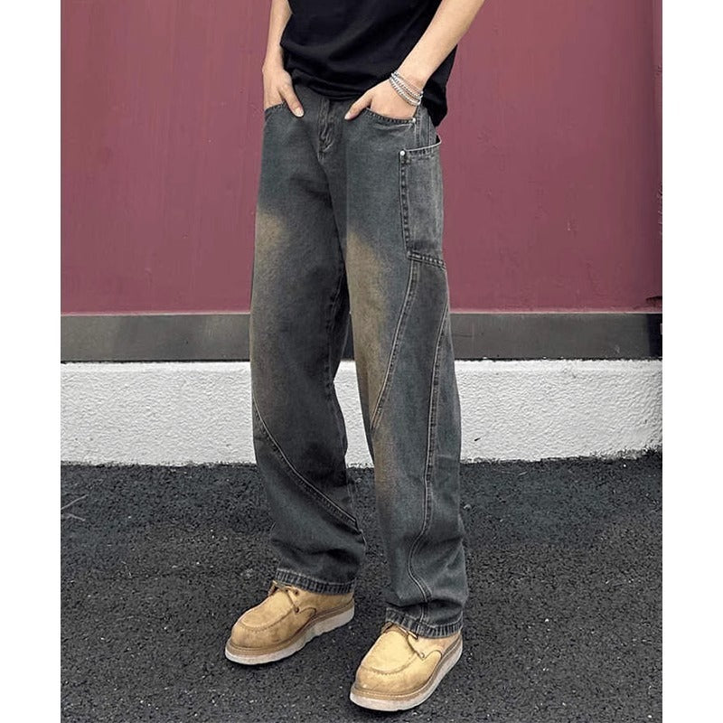 Herren weit geschnittene Jeans mit asymmetrischem Design Echoarchiv