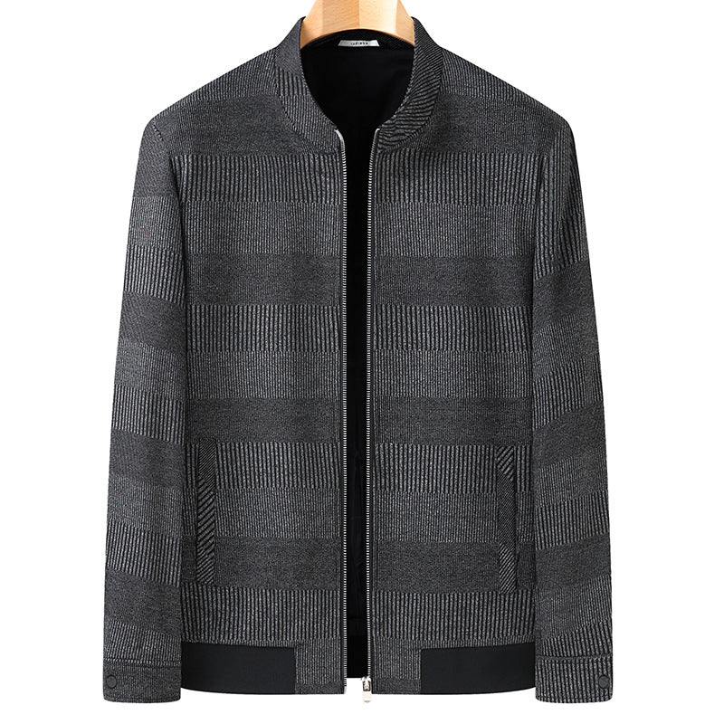 Herren Bomberjacke mit Jacquard-Streifenstruktur, Stehkragen und verdecktem Reißverschluss Echo Archiv