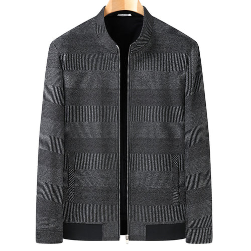 Herren Bomberjacke mit Jacquard-Streifenstruktur, Stehkragen und verdecktem Reißverschluss Echo Archiv