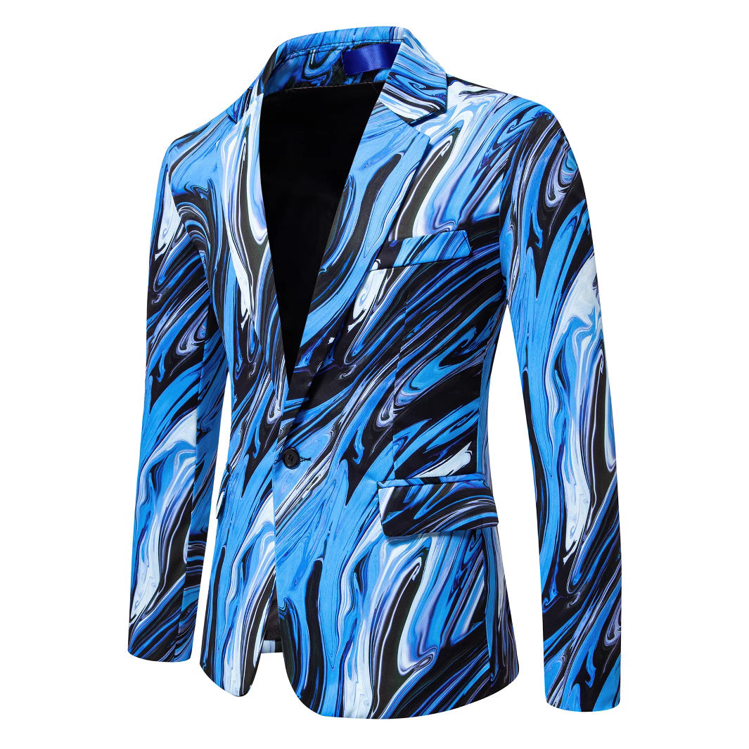 Herren Blazer mit auffälligem Marmormuster und elegantem Schnitt Echoarchiv