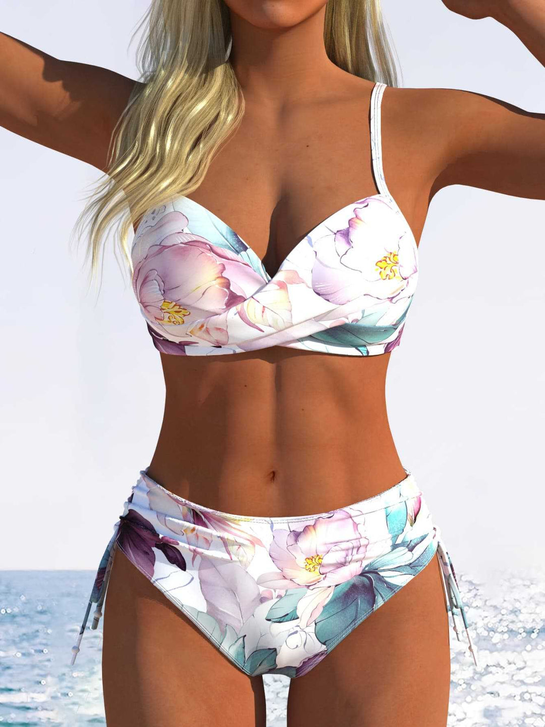Damen Bikini-Set mit gepolstertem Oberteil und hohem Bund Echo Archiv