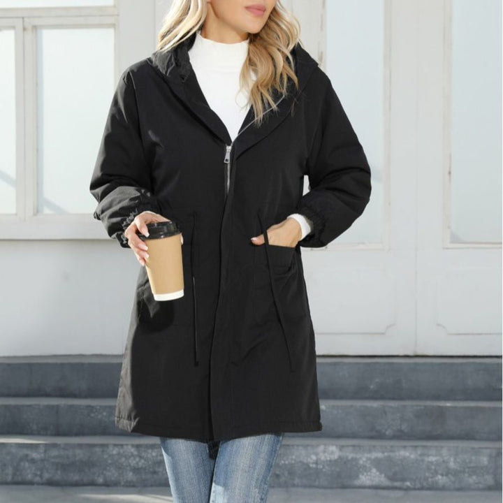 Damen Kapuzen-Midiparka mit Tunnelzug, Reißverschluss & elastischen Bündchen Echoarchiv