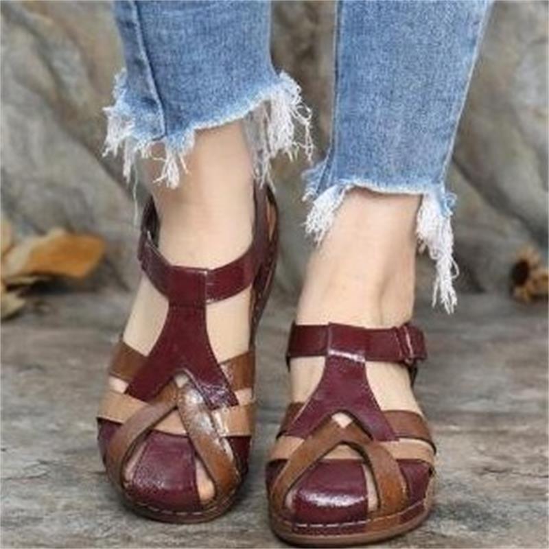 Damen Bequeme geschlossene Riemchensandalen mit verstellbarem Knöchelriemen und gepolsterter Komfortsohle – Sorelia