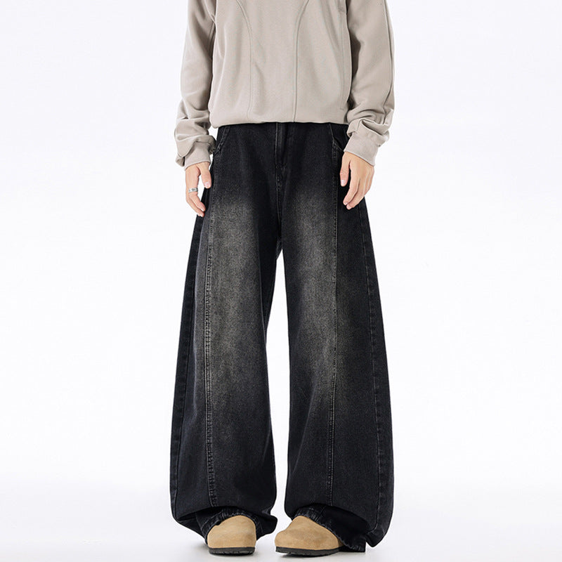 Herren Ultraweit geschnittene Denim-Hose im Palazzo-Stil mit tiefem Schritt Echo Archiv