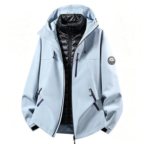 Unisex nicht wasserdichte dreiteilige Softshell-Jacke mit abnehmbarer gestepptem Innenjacke und Kapuze – Taviero