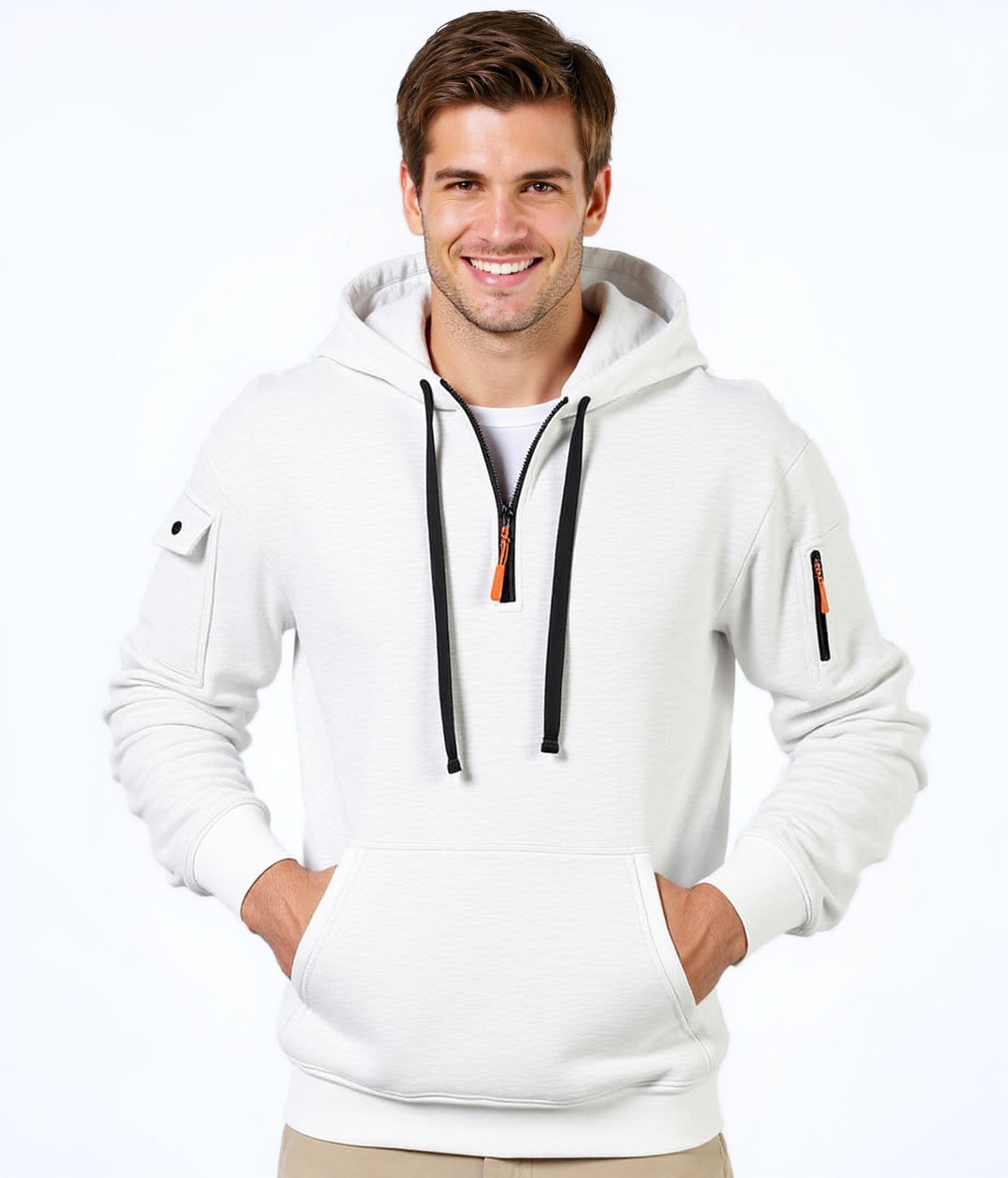 Herren modischer Kapuzenpullover mit vielseitigen Taschen und modernem Reißverschluss Echoarchiv