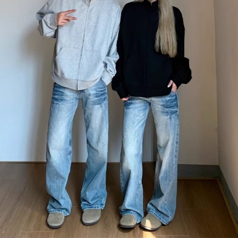Damen Lässige Weitgeschnittene Jeans Echoarchiv