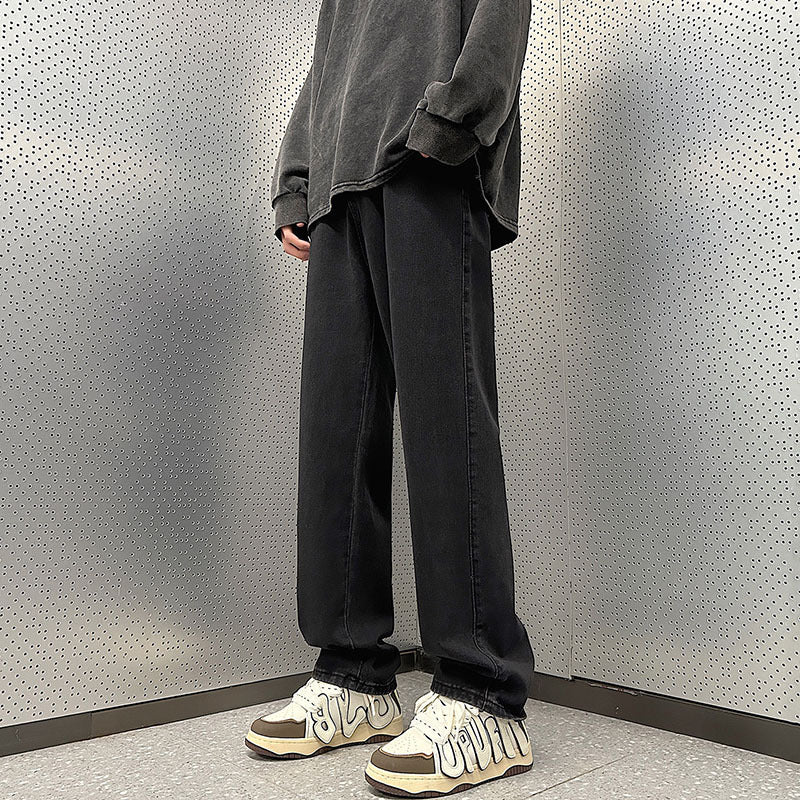 Herren Weite Vintage-Denim-Hose im Baggy‑Straßenstyle mit vorderer Bügelfalte Echo Archiv