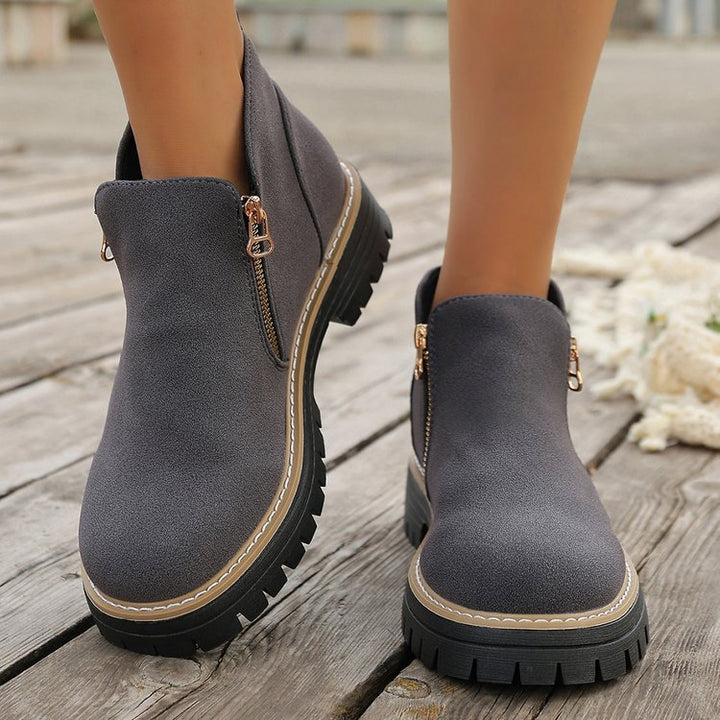 Damen Ankle-Boots mit grober Profilsohle und seitlichem Reißverschluss – Varelle