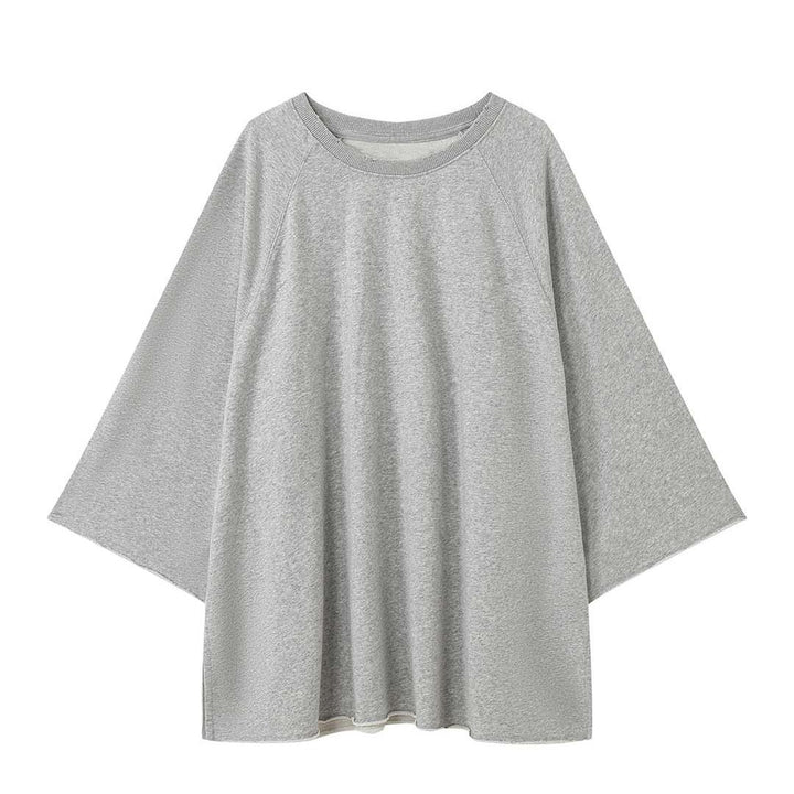 Damen Oversized Sweatshirt mit rohem Halsausschnitt und weiten Raglanärmeln Echoarchiv