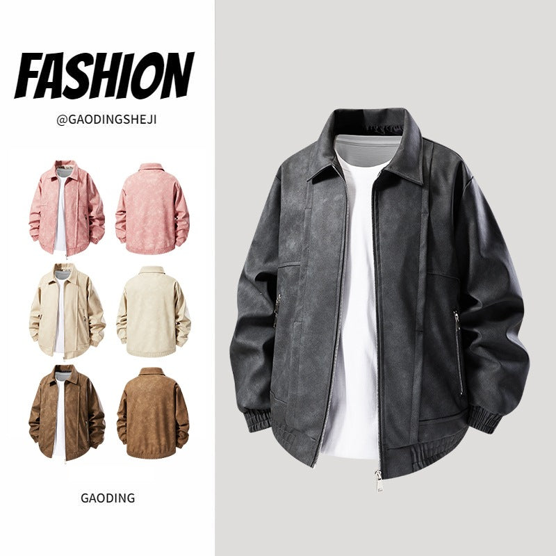 Herren Lässige Kunstlederjacke mit elastischen Bündchen Echo Archiv