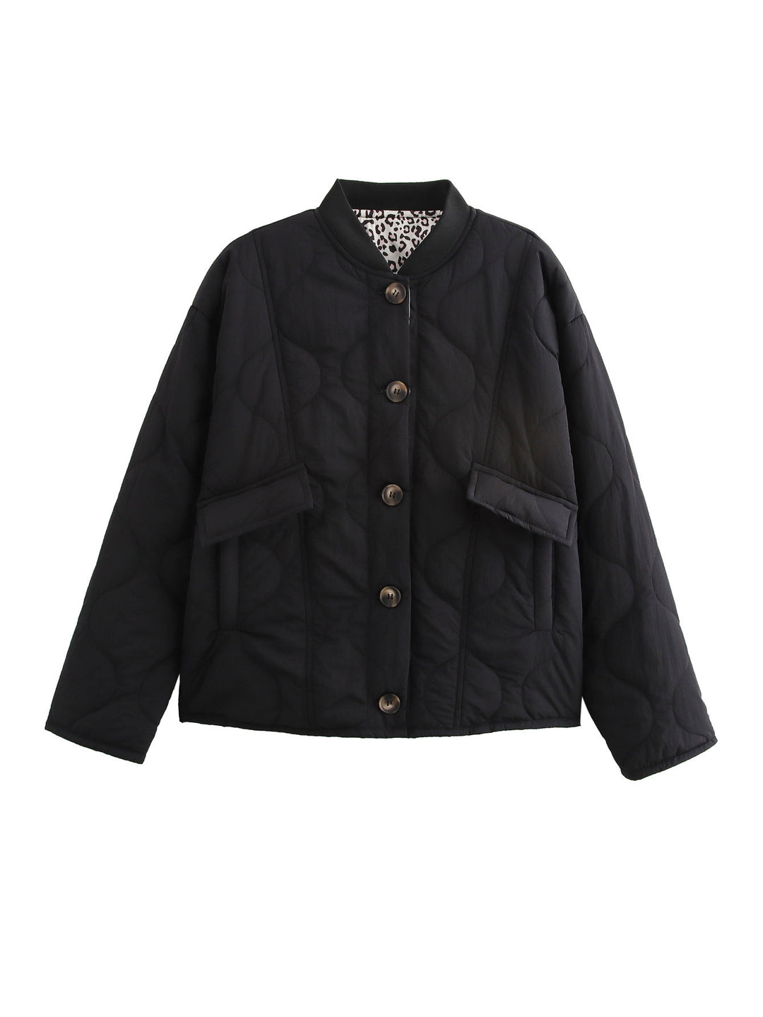 Damen Wattierte Kurzjacke im Boxy‑Schnitt mit Stehkragen und Pattentaschen Echoarchiv