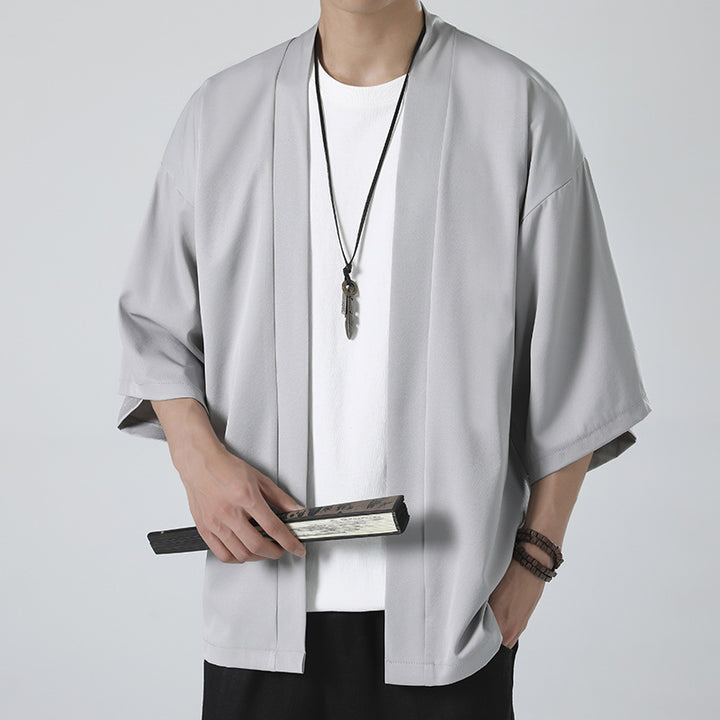 Herren nan kimonoartige Kurzjacke im Oversize-Stil mit offenem Schnitt und weichem Fall Echo Archiv