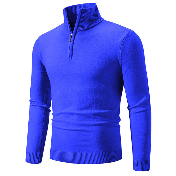Herren nan Feinstrick-Halbzip-Pullover mit Rippen-Stehkragen und schmaler Passform Echo Archiv