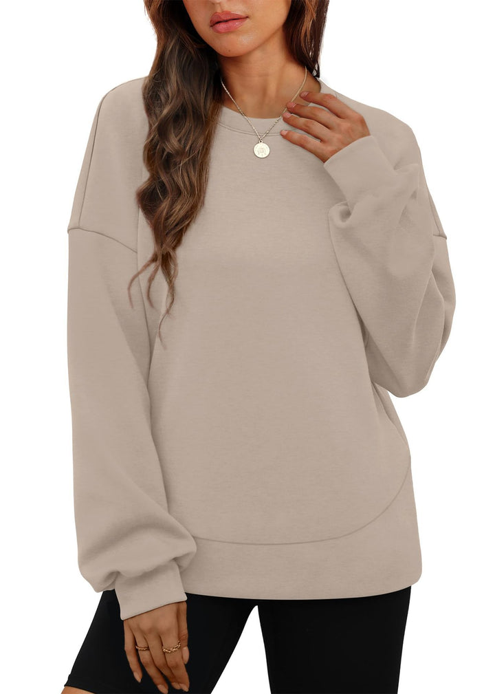 Damen nan lässiges Oversize Rundhals-Sweatshirt mit überschnittener Schulter gerundetem Saum und weichem Innenfutter Echo Archiv