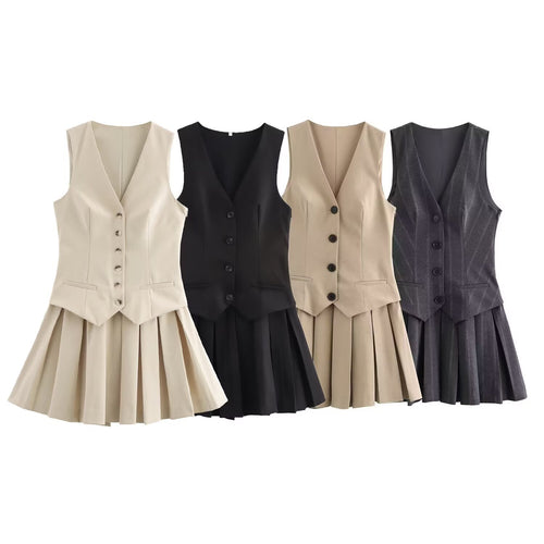 Damen Plissee-Kleid mit tailliertem Oberteil und Knopfleiste Echo Archiv