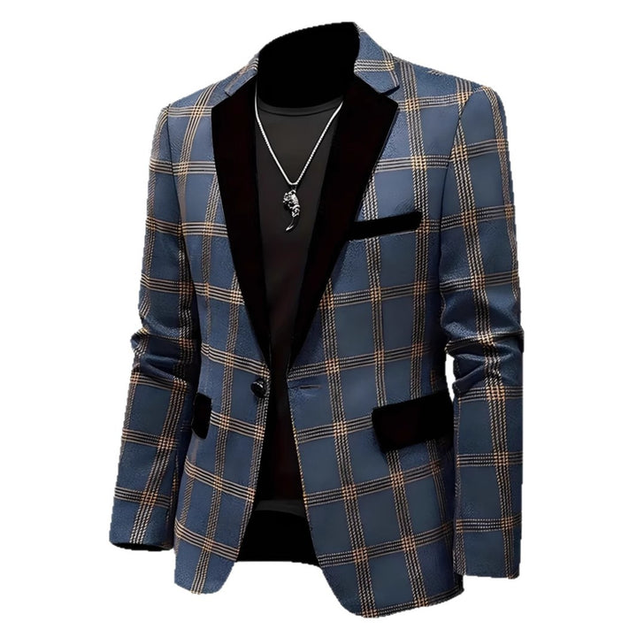 Herren Eleganter Karoblazer mit samtigem Revers Echoarchiv