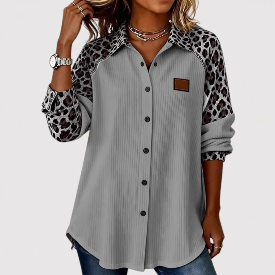 Damen Modisches Langarmshirt mit Animal-Print – Avérine