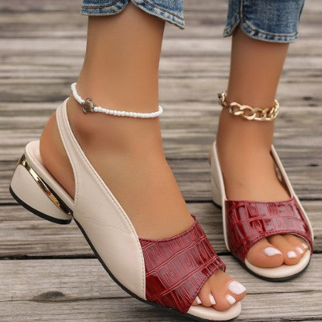 Damen Slingback-Pumps mit mittelhohem Blockabsatz und transparentem Gitter-Mesh Echo Archiv