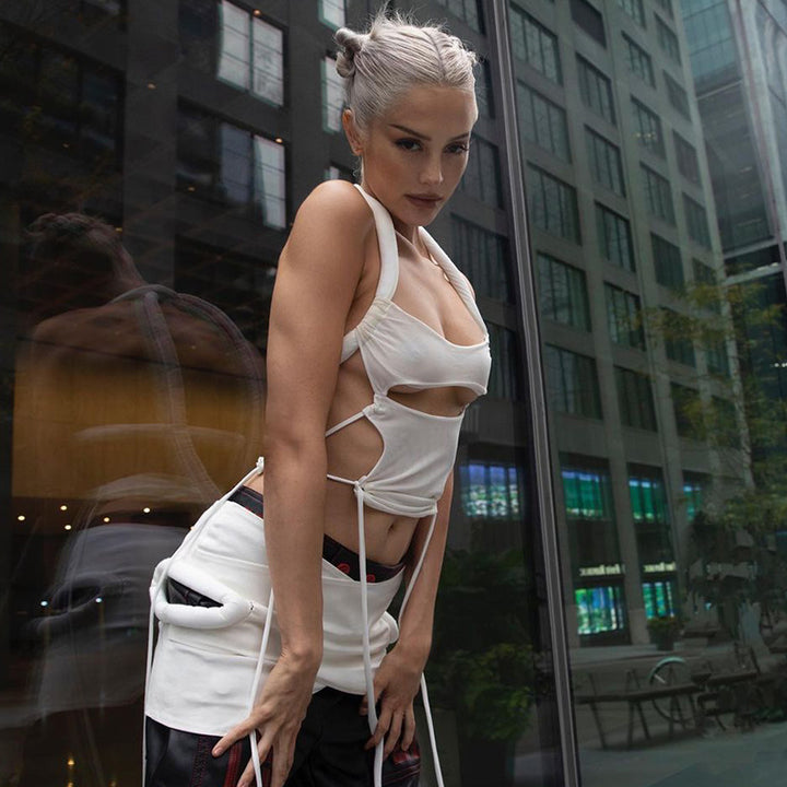 Damen Schnittiges Top mit Raffungen und Cut-Out-Details Echo Archiv