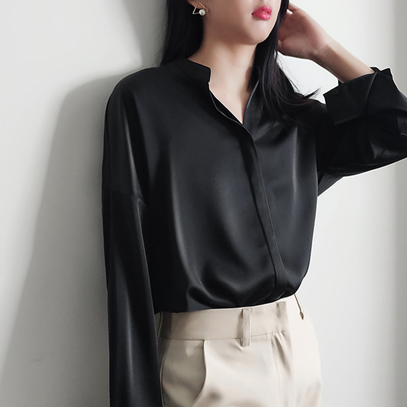 Damen Elegante Bluse aus hochwertigem Satin Echoarchiv