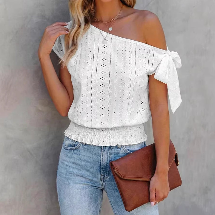 Damen Off-Shoulder Bluse mit voluminösen Ärmeln und Rüschen Echo Archiv