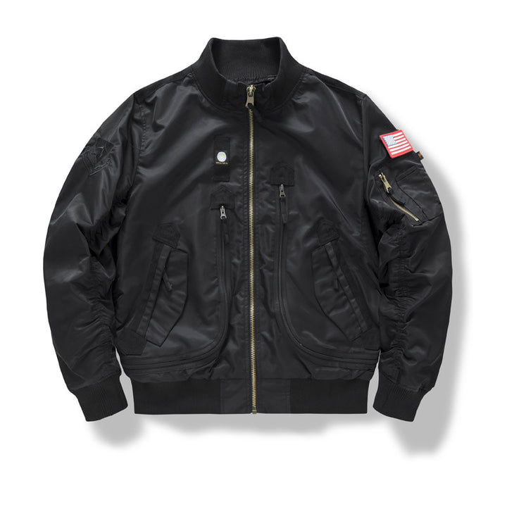 Herren Military-Bomberjacke mit verstärkten Multifach-Taschen und Stehkragen – Brevano