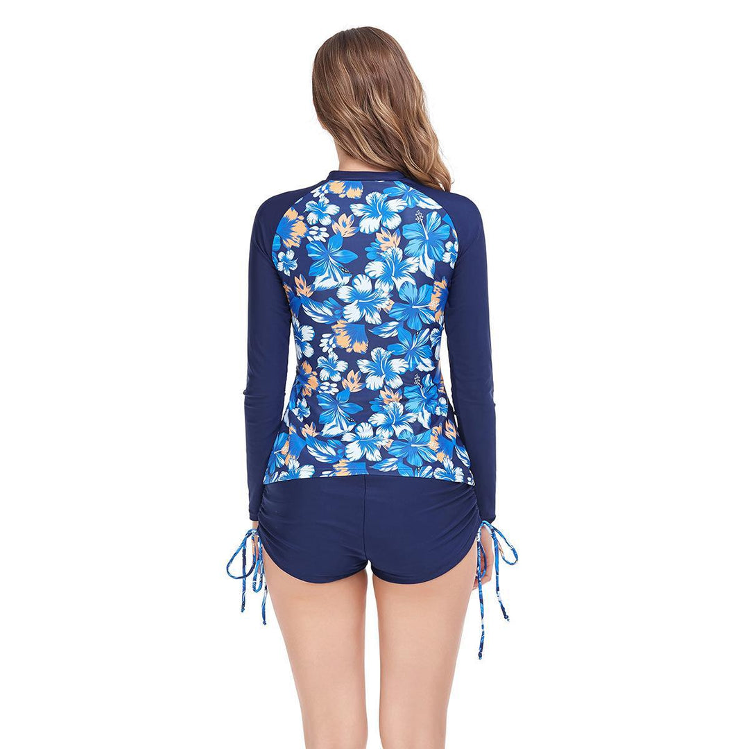 Damen Sportlicher Langarm Rashguard mit floralem Muster Echo Archiv