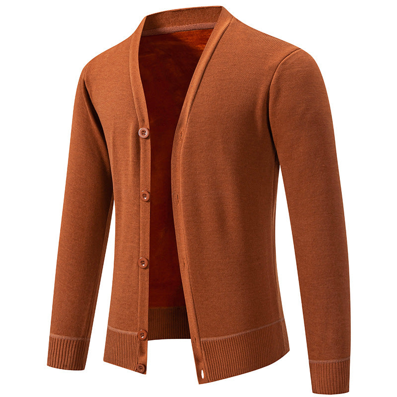 Herren nan leichte Feinstrick-Strickjacke mit V-Ausschnitt, verdeckter Knopfleiste und elastischem Rippbündchen Echo Archiv