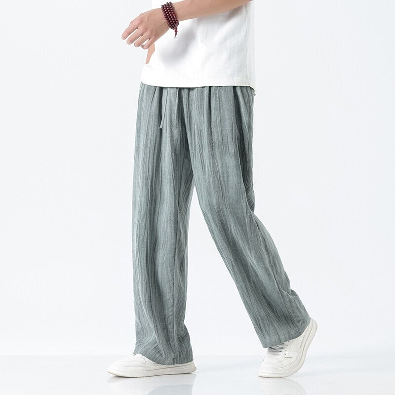 Herren nan weite Leinenhose mit verstellbarem Tunnelzugbund, lässiger Bundfaltenoptik und seitlichen Eingrifftaschen Echo Archiv