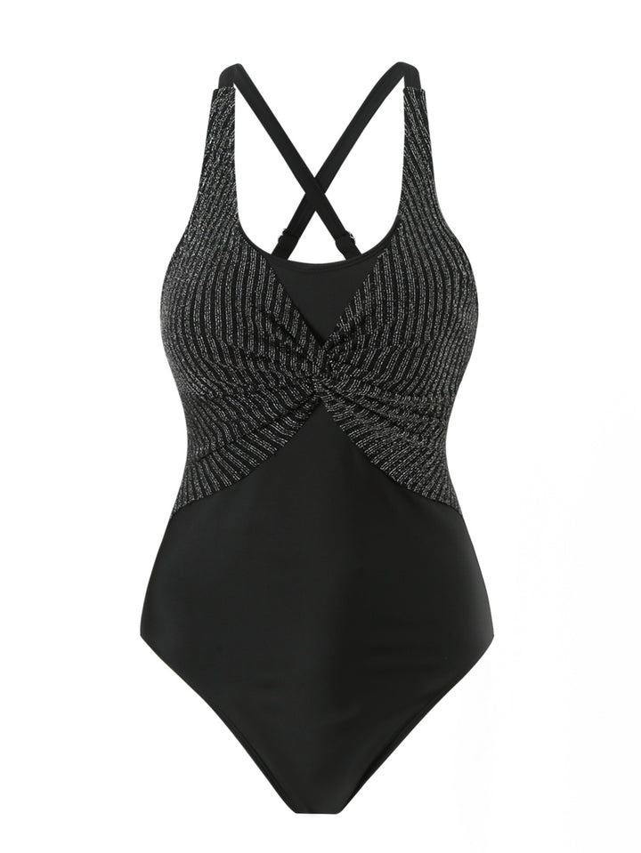 Damen Sportlicher Einteiler Badeanzug mit stilvollem Wickel-Design Echo Archiv
