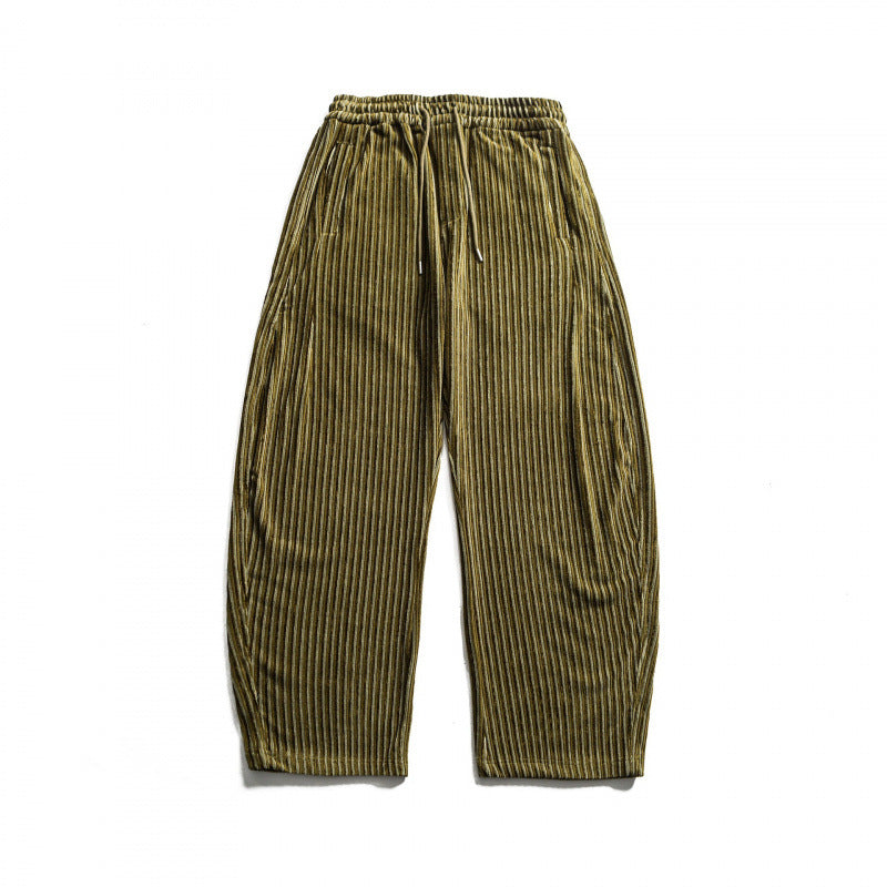 Unisex Weite Cord-Optik Loungehose mit Kordelzug und vertikalen Streifen Echo Archiv