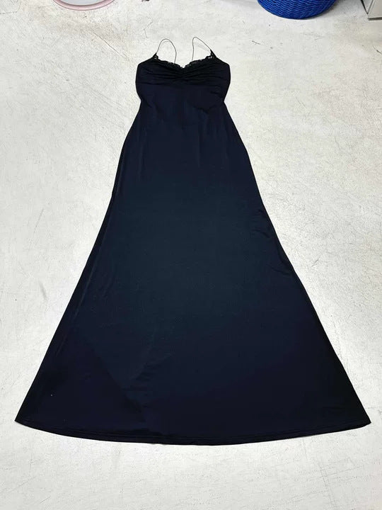 Damen elegantes Maxikleid mit verstellbaren Trägern und raffinierter Raffung Echo Archiv