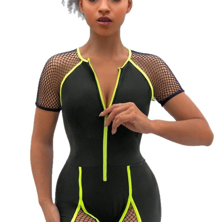 Damen Sportlicher Schwimmanzug mit Netzdetails Echo Archiv