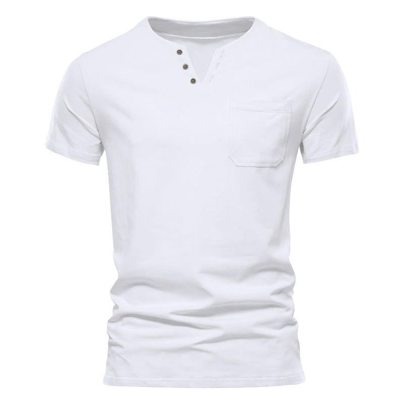 Herren Kurzarm-Henley-Shirt mit Knopfleiste und praktischer Brusttasche Echoarchiv