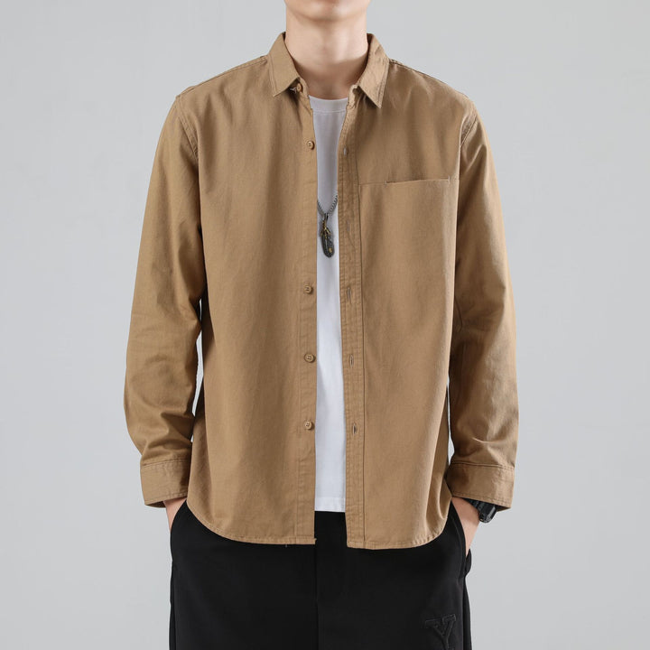 Herren Lockeres Baumwoll-Overshirt mit Brusttasche und leichter Struktur Echo Archiv